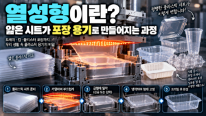 얇은 시트가 포장 용기로 만들어지는 과정